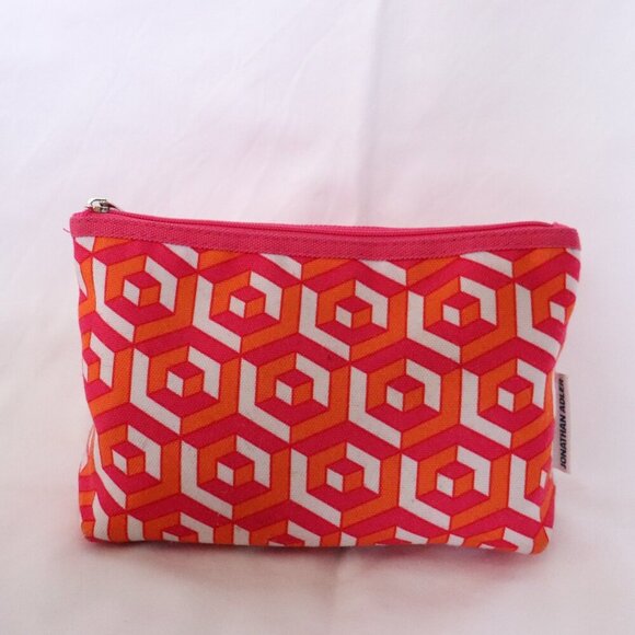Clinique J. Adler Pink Geometric Cosmetic Toiletry Makeup Travel Zipper Bag - Picture 2 of 9